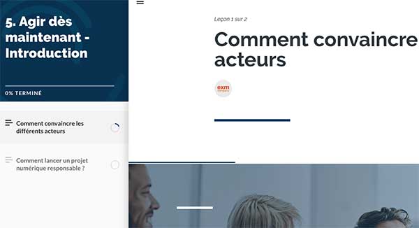 Capture d'écran du MOOC, partie 5 Agir, Introduction